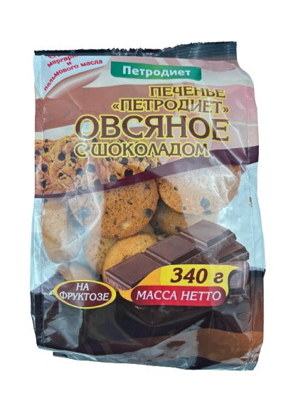Петродиет Печенье Овсяное на фруктозе с кусочками шоколада 340гр