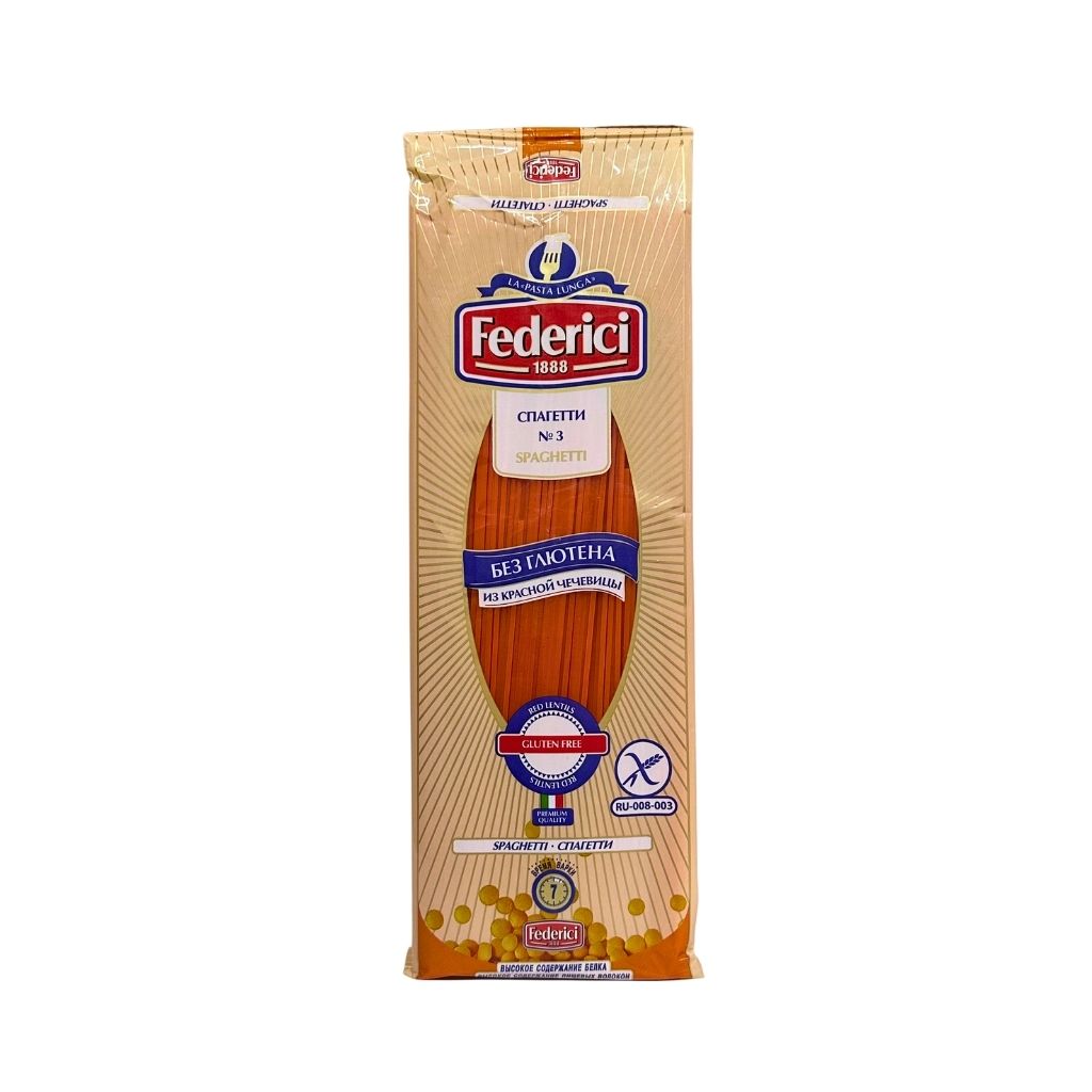 Federici Spaghetti Изделия макаронные без глютена из красной чечевицы Спагетти 250гр
