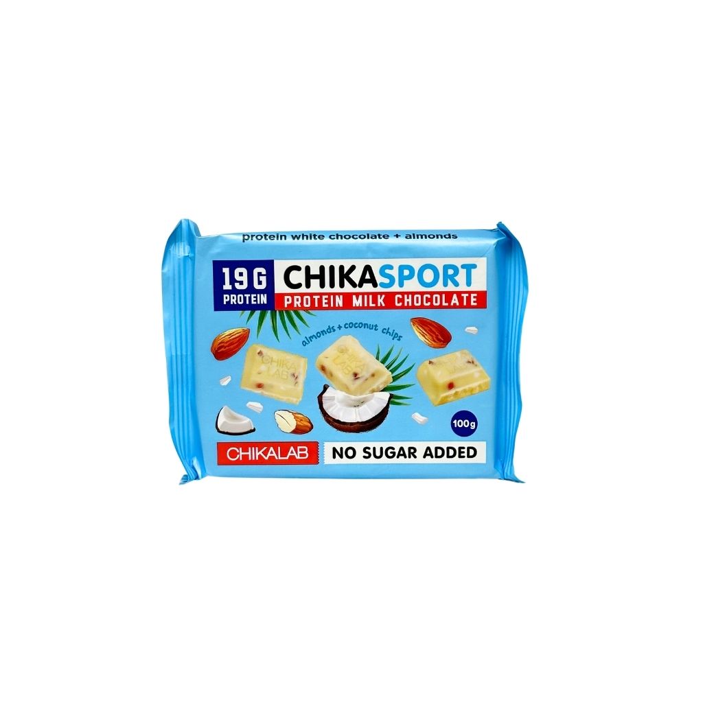 Chikalab Шоколад белый с миндалем и кокосовыми чипсами 100гр