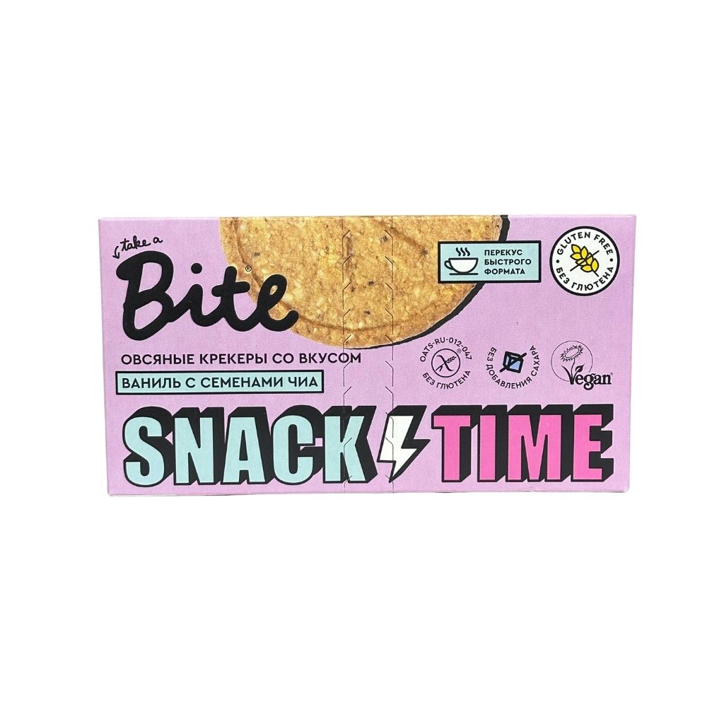 Bite Овсяные крекеры сладкие со вкусом ванили и семенами чиа 125гр