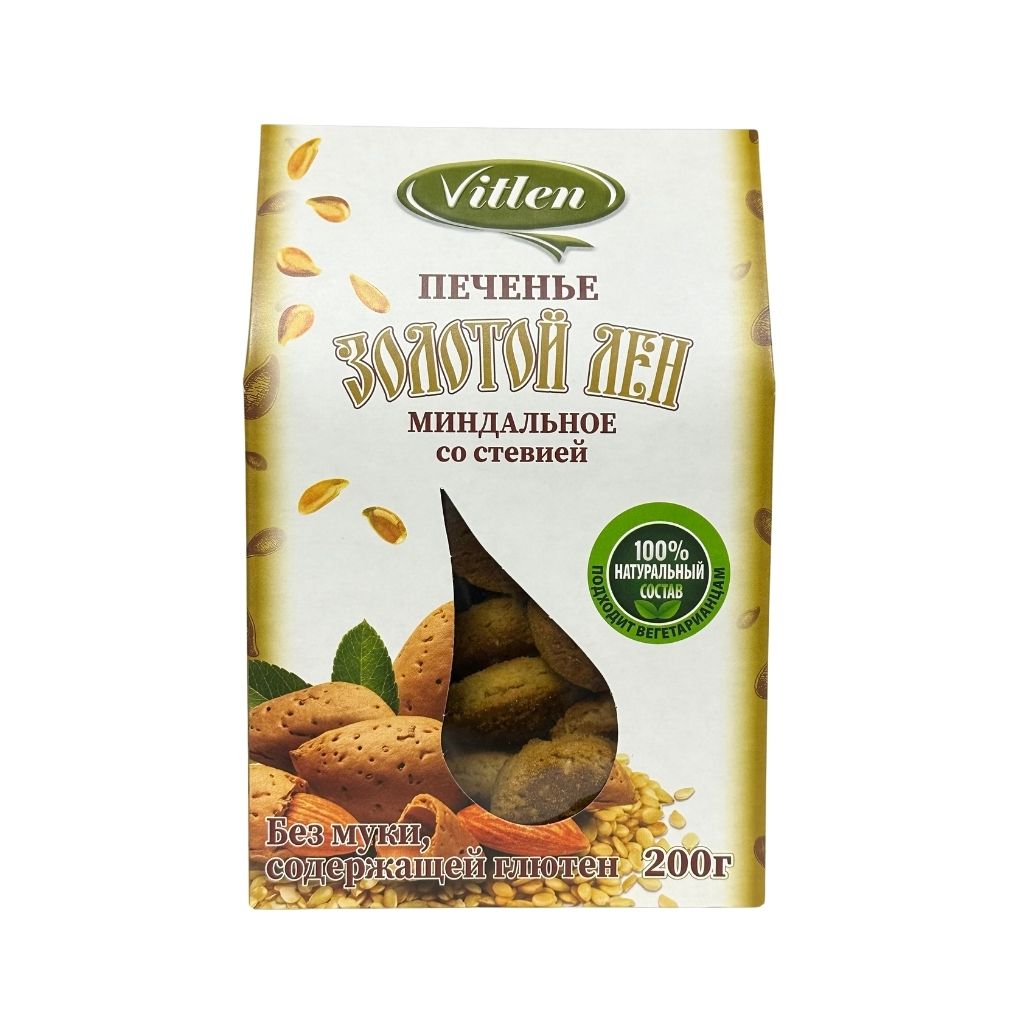 Vitlen Печенье Золотой лен Миндальное на мальтите и стевей 200гр