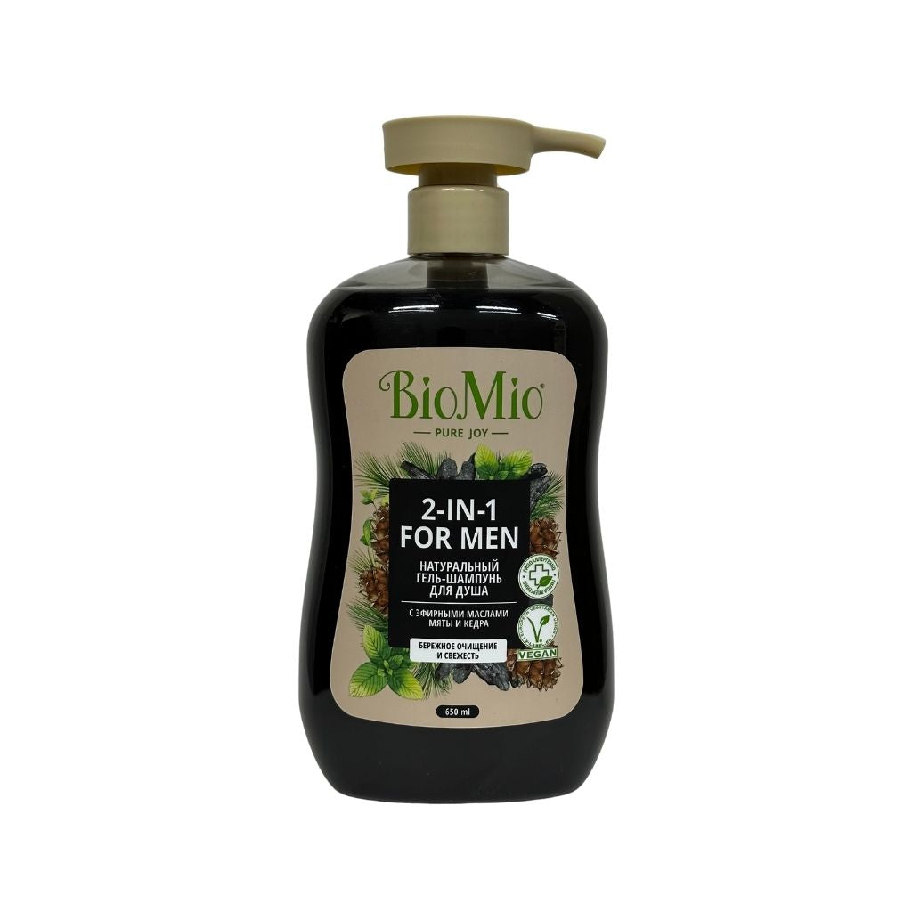 Био Мио Гель-шампунь для душа мужской с эфирными маслами мяты и кедра 650мл