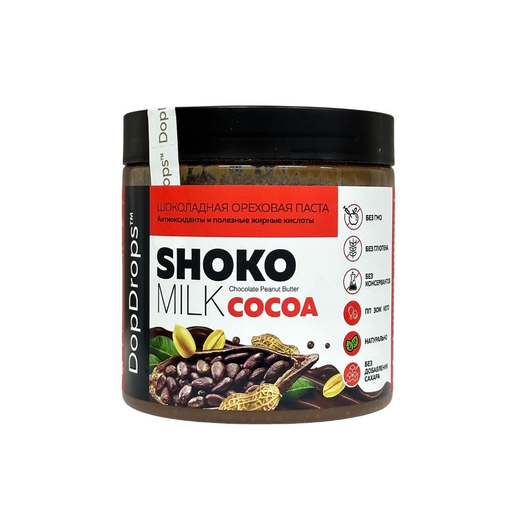 DopDrops паста ореховая натуральная Шоко Какао Милк Пинат Баттер 500 г