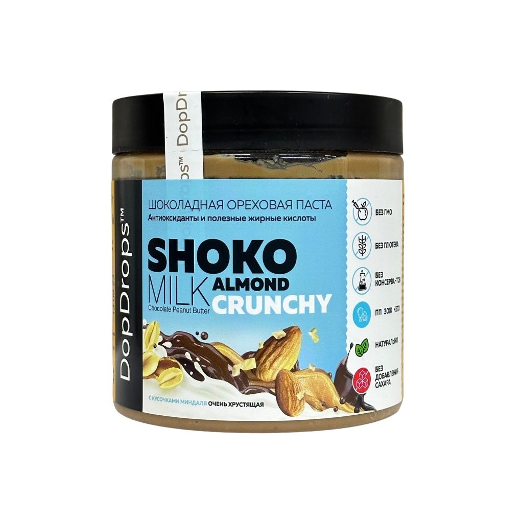 DopDrops паста ореховая натуральная Шоко Милк Пинат Альмонд Хрустящая 500 г