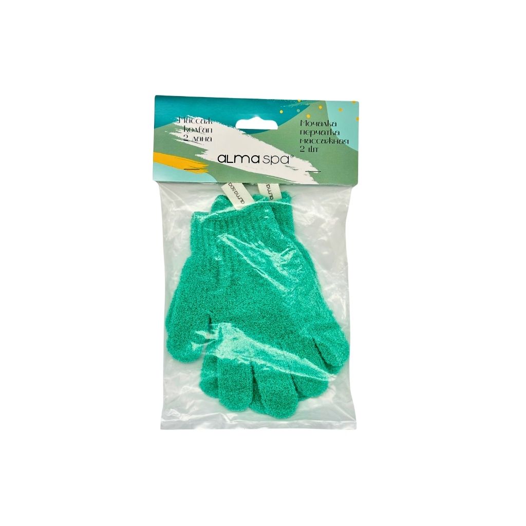 Alma spa Мочалка-перчатка массажная 2шт (изумрудная)