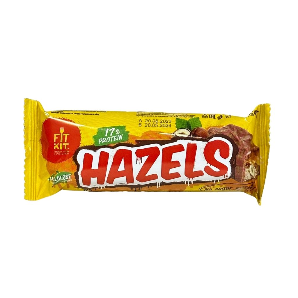 Батончик FIT KIT Hazels Фундук карамель 45г