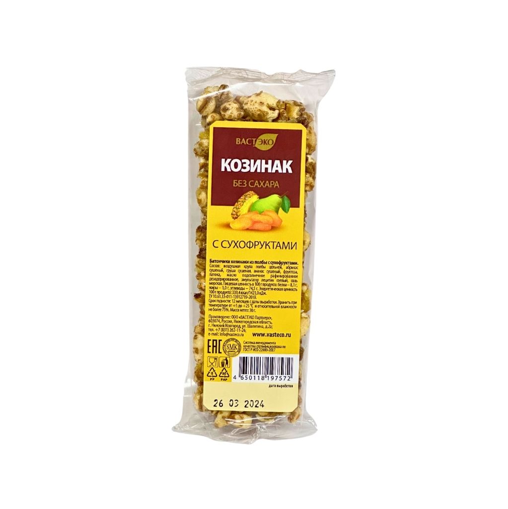 Козинаки из полбы с сухофруктами 30гр Вастэко