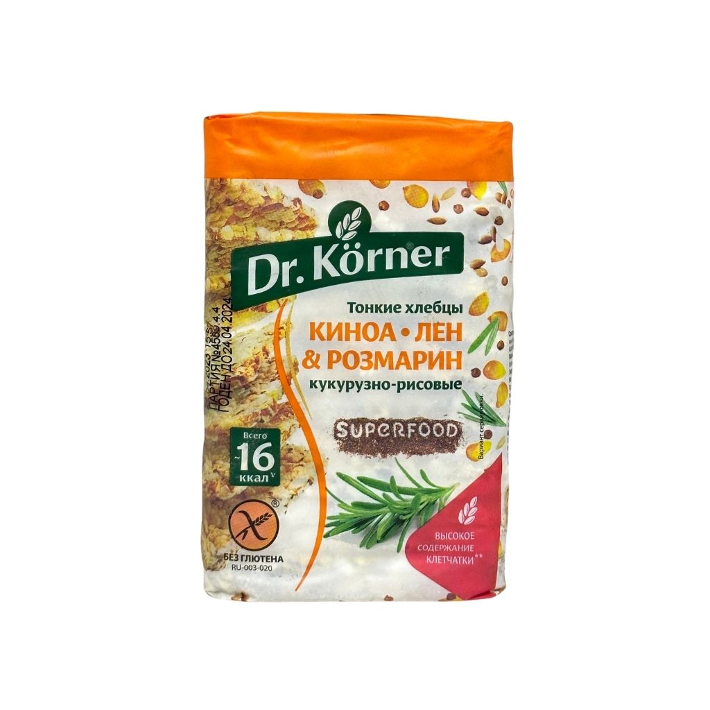 Dr Korner Хлебцы хрустящие Кукурузно-рисовые с киноа, льном и розмарином 100гр