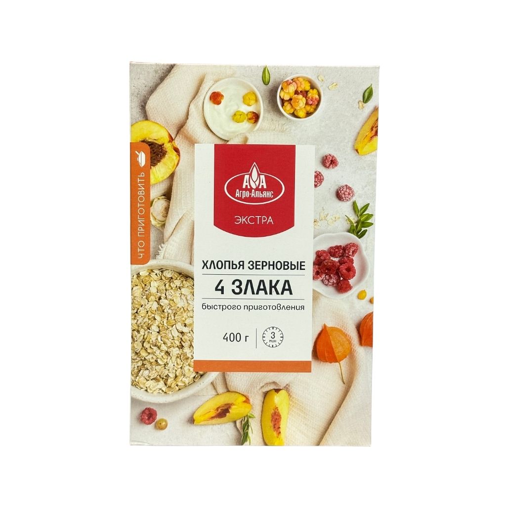 Хлопья 4 злака Агро-Альянс 12*0,4 кг