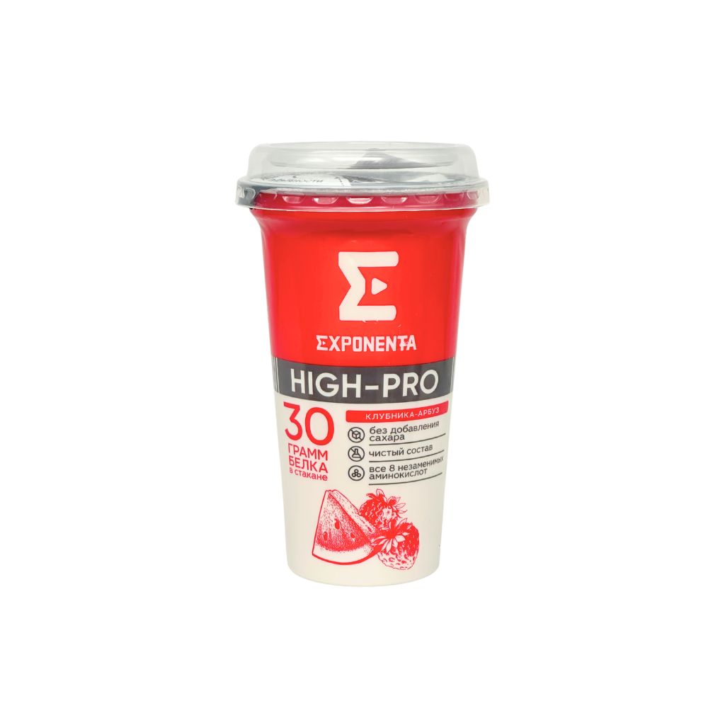 Exponenta Напиток кисломолочный ХАЙ-ПРО Клубника-Арбуз 250гр