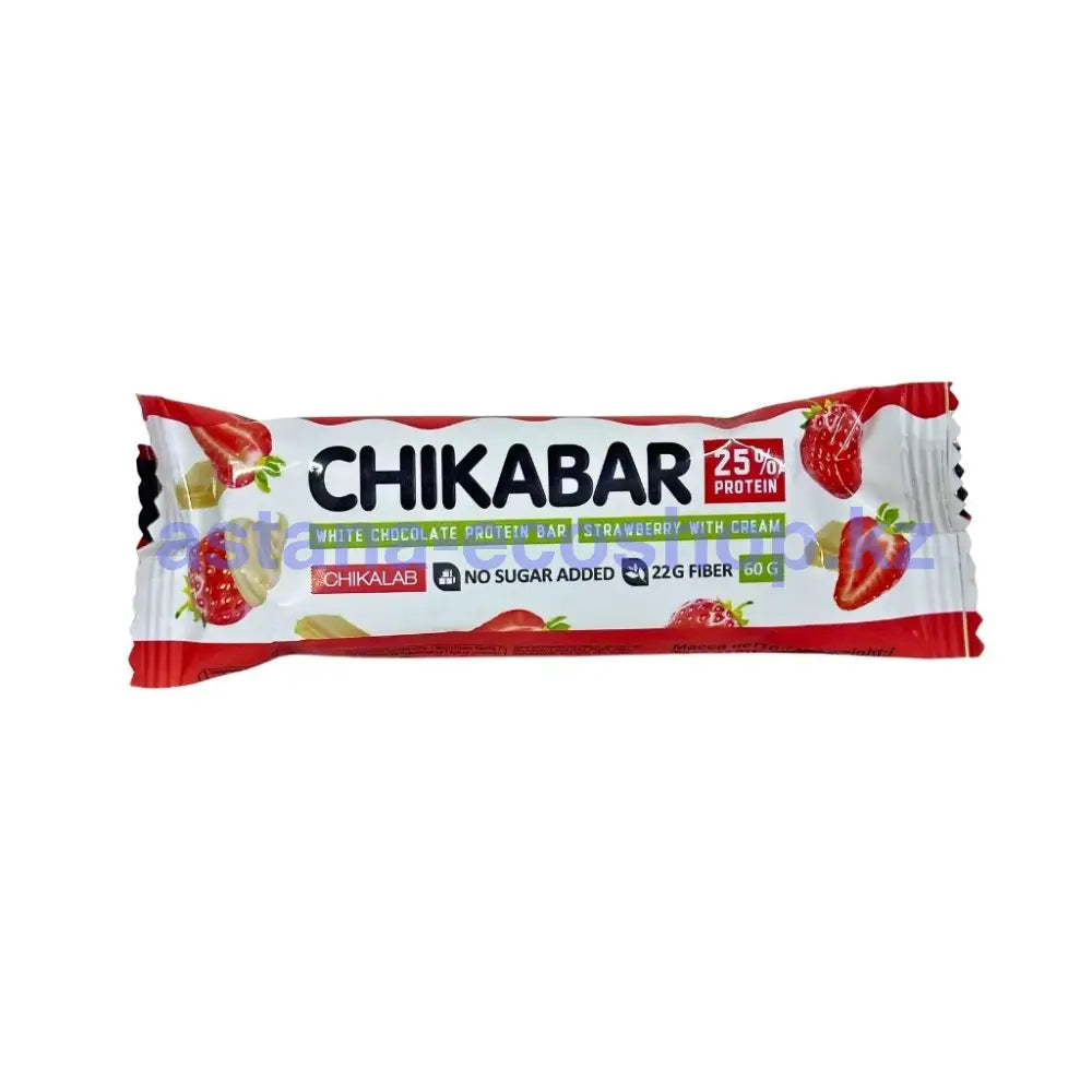 Chikalab батончик глазированный с начинкой Клубника со сливками 60г Батончик