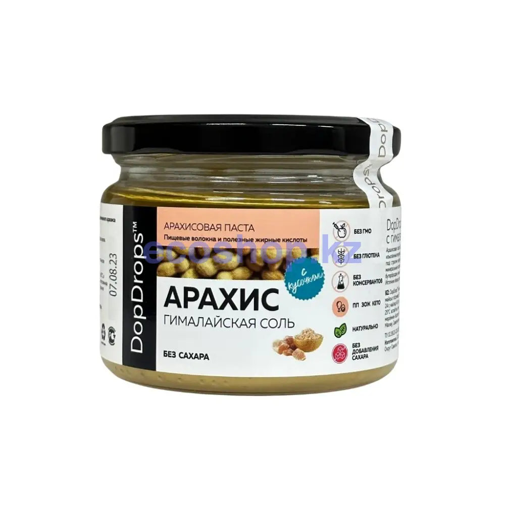 DopDrops паста Арахисовая КРАНЧ с Гималайской Солью 250 г. Паста