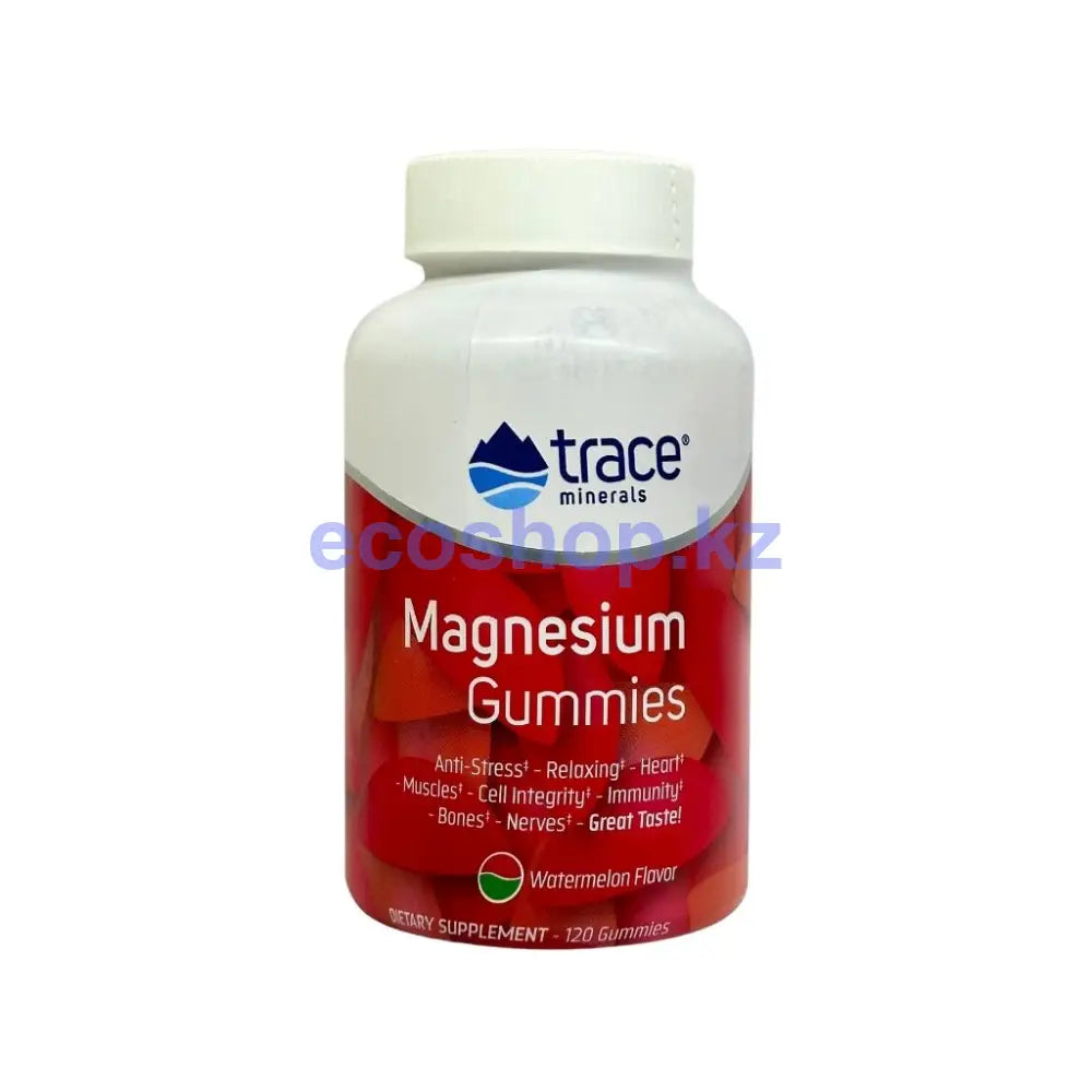 МАГНЕЗИУМ Гаммис со вкусом Арбуз \ Trace minerals Magnesium Gummies Watermelon 120 chewable Витамины