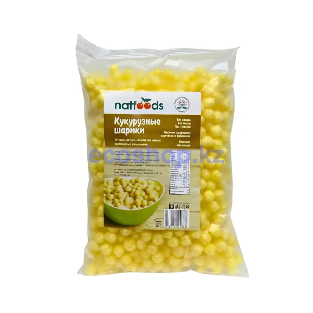 Natfoods Готовый завтрак сладкие кукурузные шарики без сахара 100гр Сухой завтрак