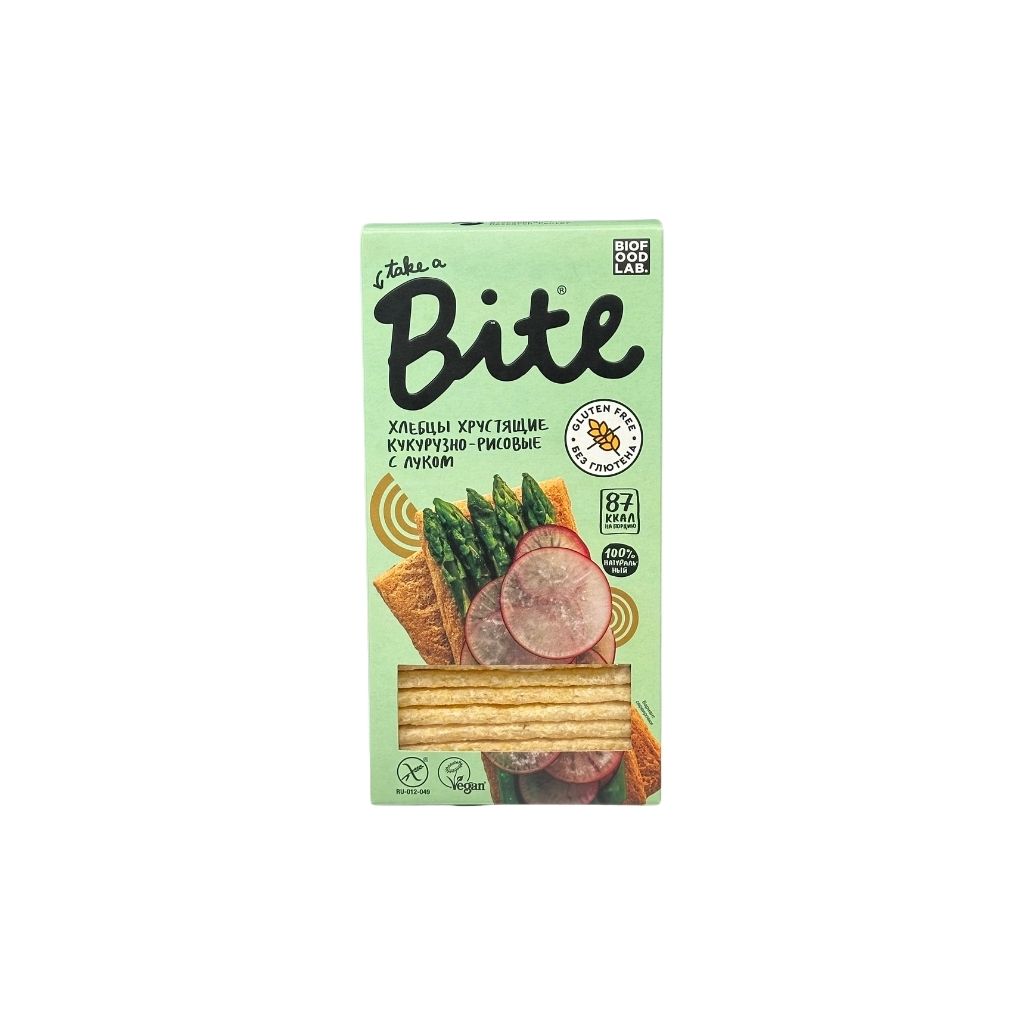 Bite Хлебцы хрустящие кукурузно-рисовые с луком безглютена 150гр