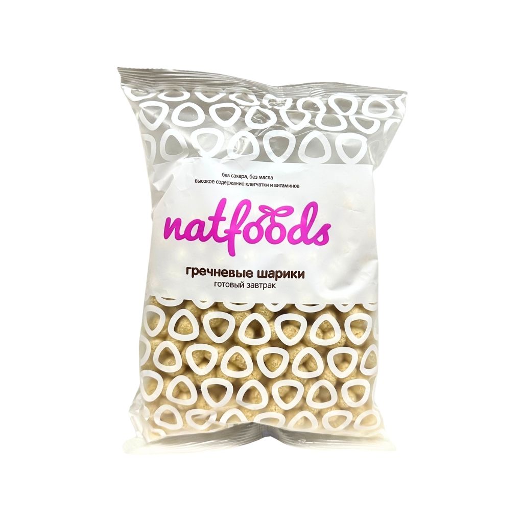 Natfoods Готовый завтрак сладкие гречневые шарики без сахара 75гр