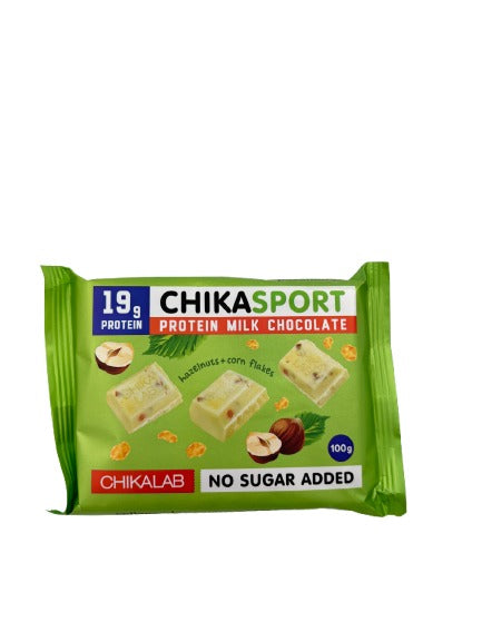 Chikalab Шоколад белый с фундуком и кукурузными чипсами 100гр