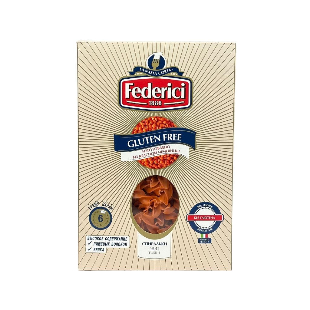 Federici Fusilli Изделия макаронные безглютеновые из красной чечевицы 250гр