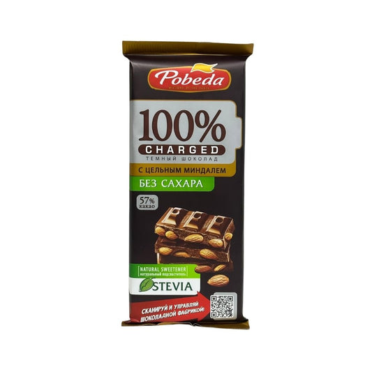 Победа Темный шоколад с цельным миндалем Чаржед 90гр