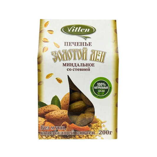 Vitlen Печенье Золотой лен Миндальное на мальтите и стевей 200гр