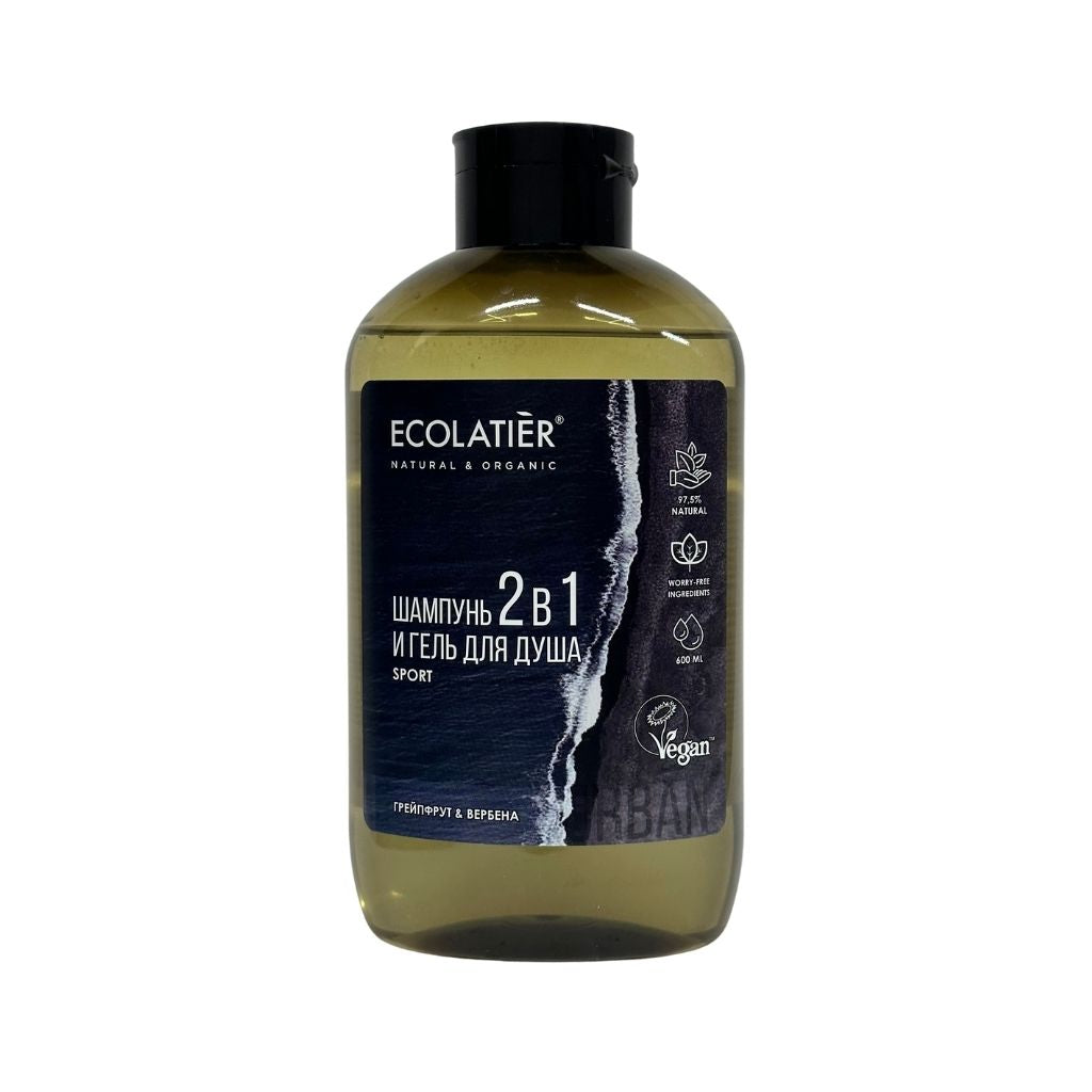 ECOLATIER Мужской шампунь и гель для душа 2в1 Sport 400мл