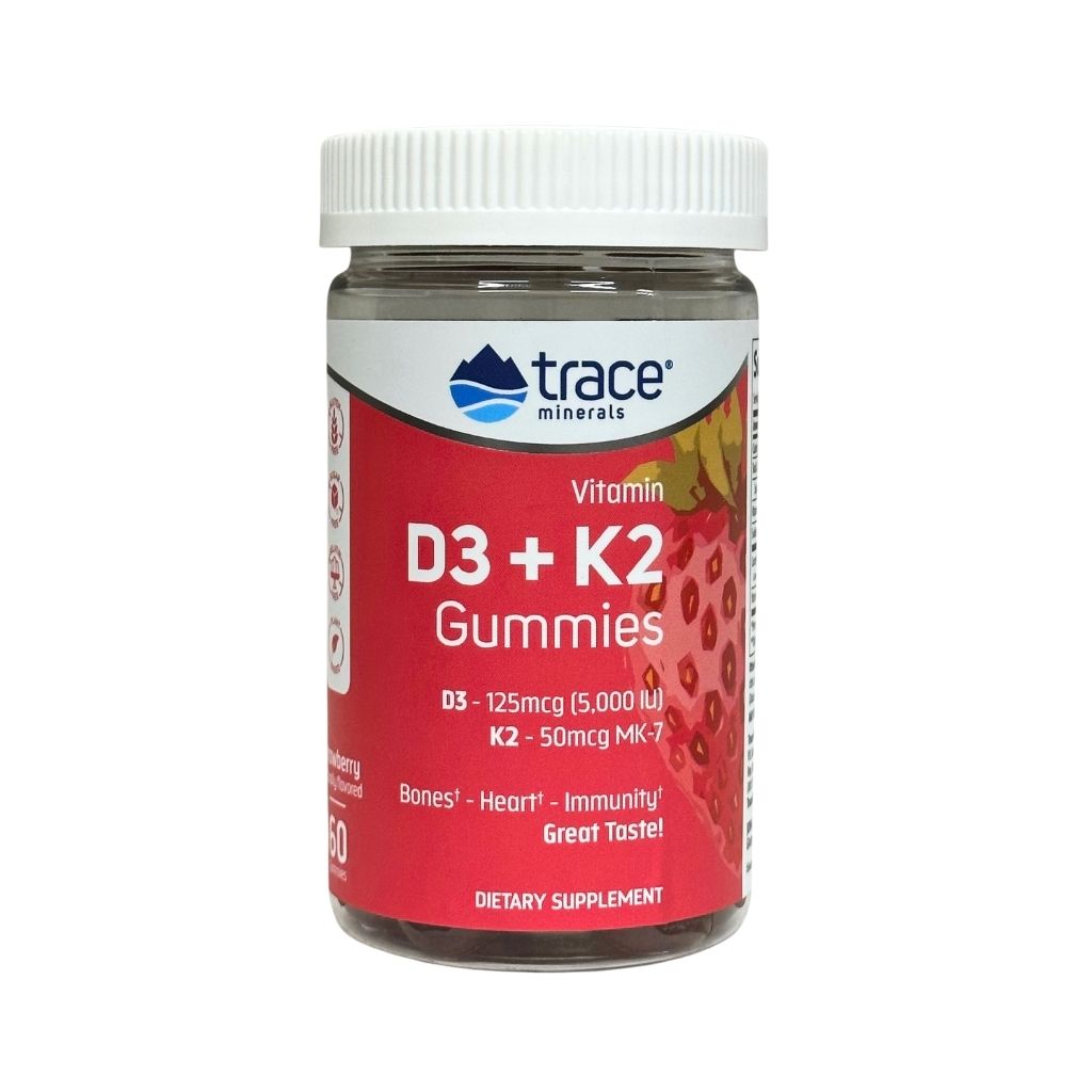 Trace minerals Жевательные мармеладки с витамином D3 и K2, с клубникой \ D3+K2 Gummies (Strawberry) 60gummies