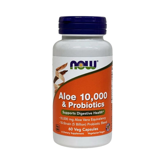 Now Aloe Алоэ 10 000 с пробиотиками 60капсул\ 10000mg+Probiotics 60veg.caps.