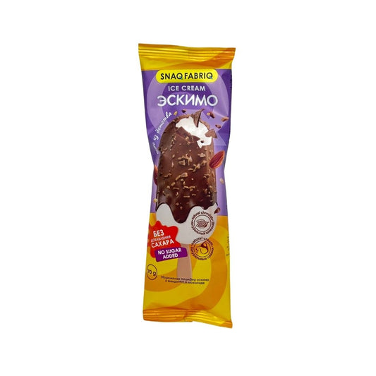 SNAQ FABRIQ мороженое пломбир эскимо с миндалем в шоколаде, 70гр
