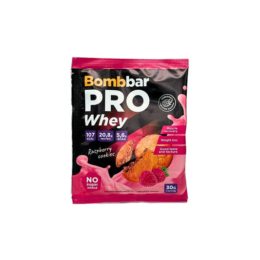 Bombbar Сывороточный протеин без сахара Коктейль Малиновое печенье 30гр