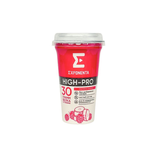 Exponenta Напиток кисломолочный ХАЙ-ПРО Малина-Банан 250гр