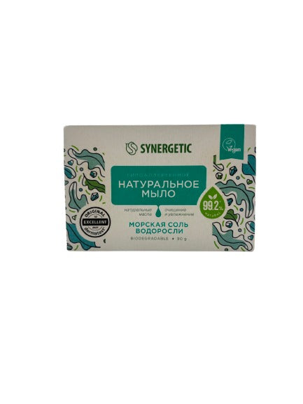 Синергетик Натуральное туалетное мыло морская соль и водоросли 90гр