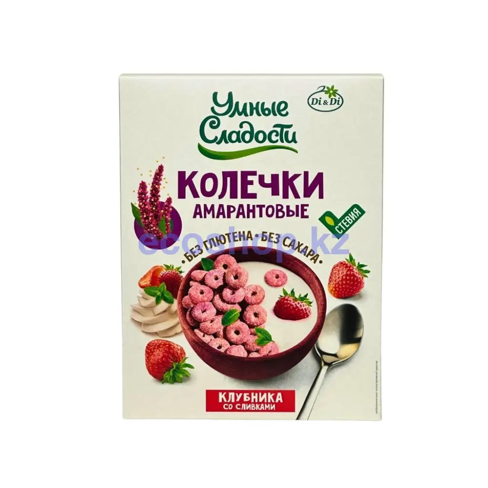Ди Ди Колечки Умные сладости амарантовые Клубника со сливками 150гр Сухой завтрак