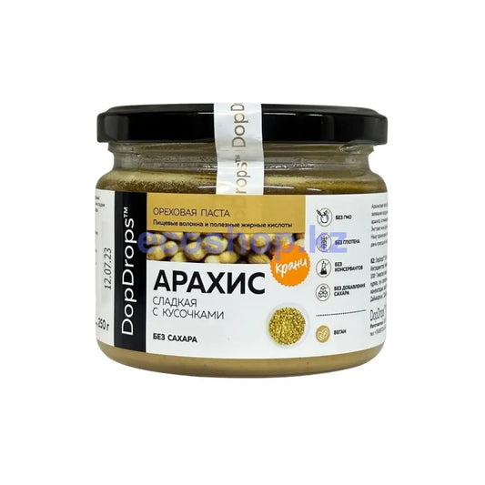 DopDrops паста Арахисовая Сладкая кранч без сахара 250 г Паста
