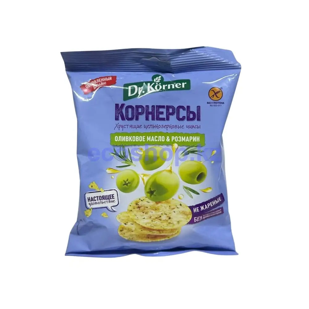 Dr Korner Чипсы цельнозерновые кукуруз-рисовые Оливковое масло и розмарин 50гр Чипсы цельнозерновые