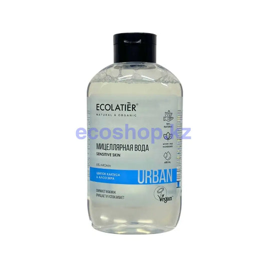 ECOLATIER Мицеллярная вода для снятия макияжа для чувствит кожи цветок кактуса и алоэ вера 600мл Средство для снятия