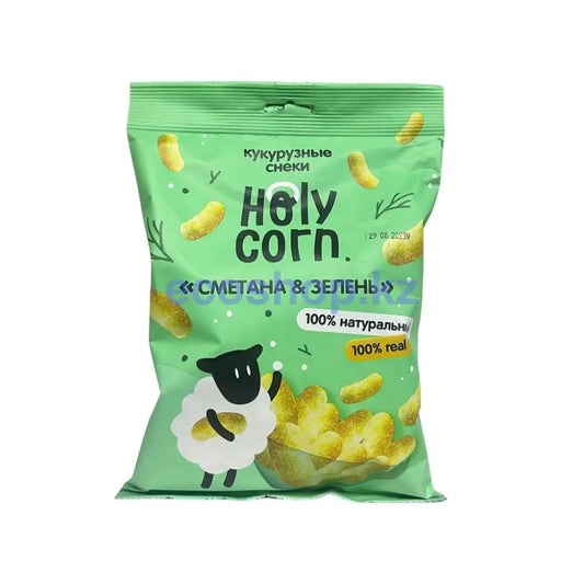 Holy corn Кукурузные снеки Сметана и зелень 50гр Снеки
