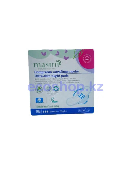 MASMI NATURAL COTTON Ультратонкие ночные гигиенические прокладки Soft 10 шт Прокладки