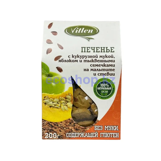 Vitlen Печенье с кукурузной мукой тыквенными семечками и яблоками на мальтите 200гр Печенье
