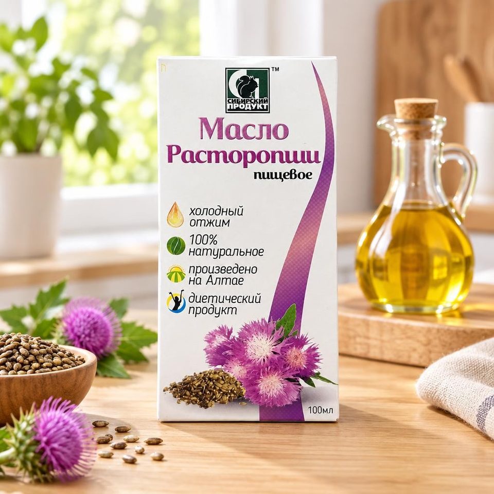 Масло нерафинированное пищевое Сибирское Расторопши 100 мл