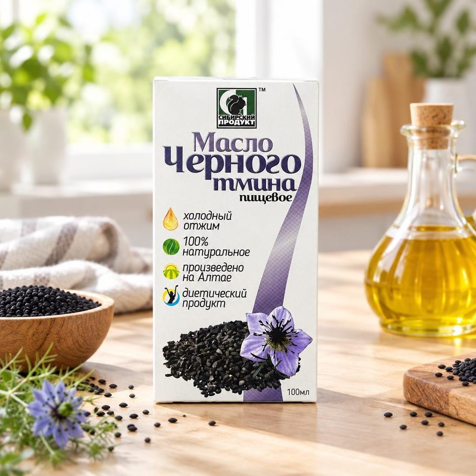 Масло нерафинированное пищевое Сибирское Масло Черного тмина 100 мл