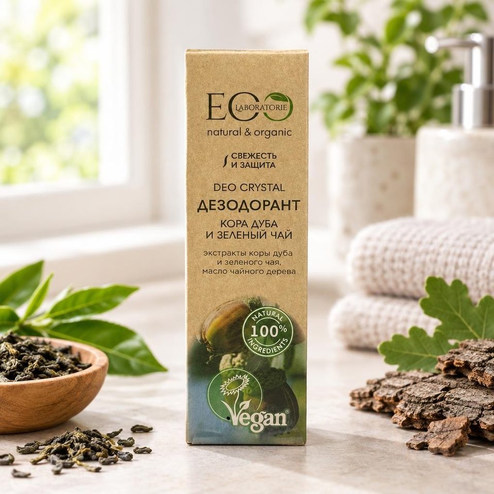 Эко лаборатория Дезодорант для тела Deo crystal Кора дуба и зеленый чая 50мл 12шт