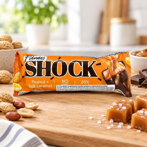 Батончик глаз. FitnesShock Соленая карамель-арахис 50 гр 12шт