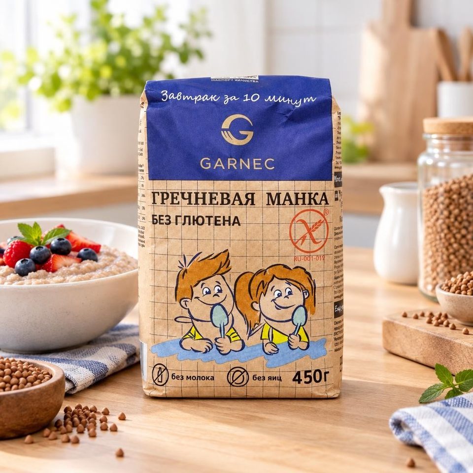 Гарнец Гречневая манка 450 гр
