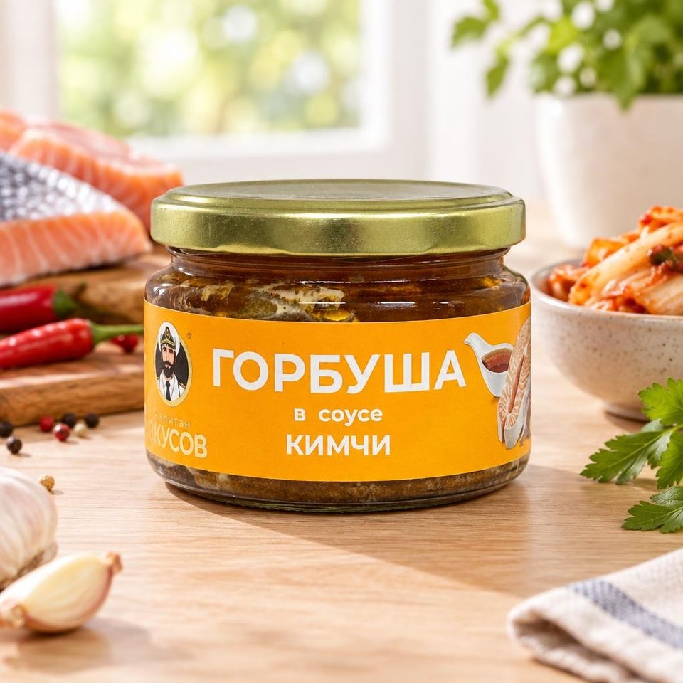 Горбуша Капитан Вкусов тихоокеанская куски в соусе Кимчи стекло 200*6