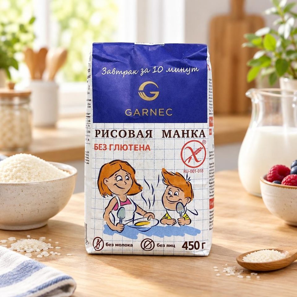 Гарнец Рисовая манка 450 гр 6шт