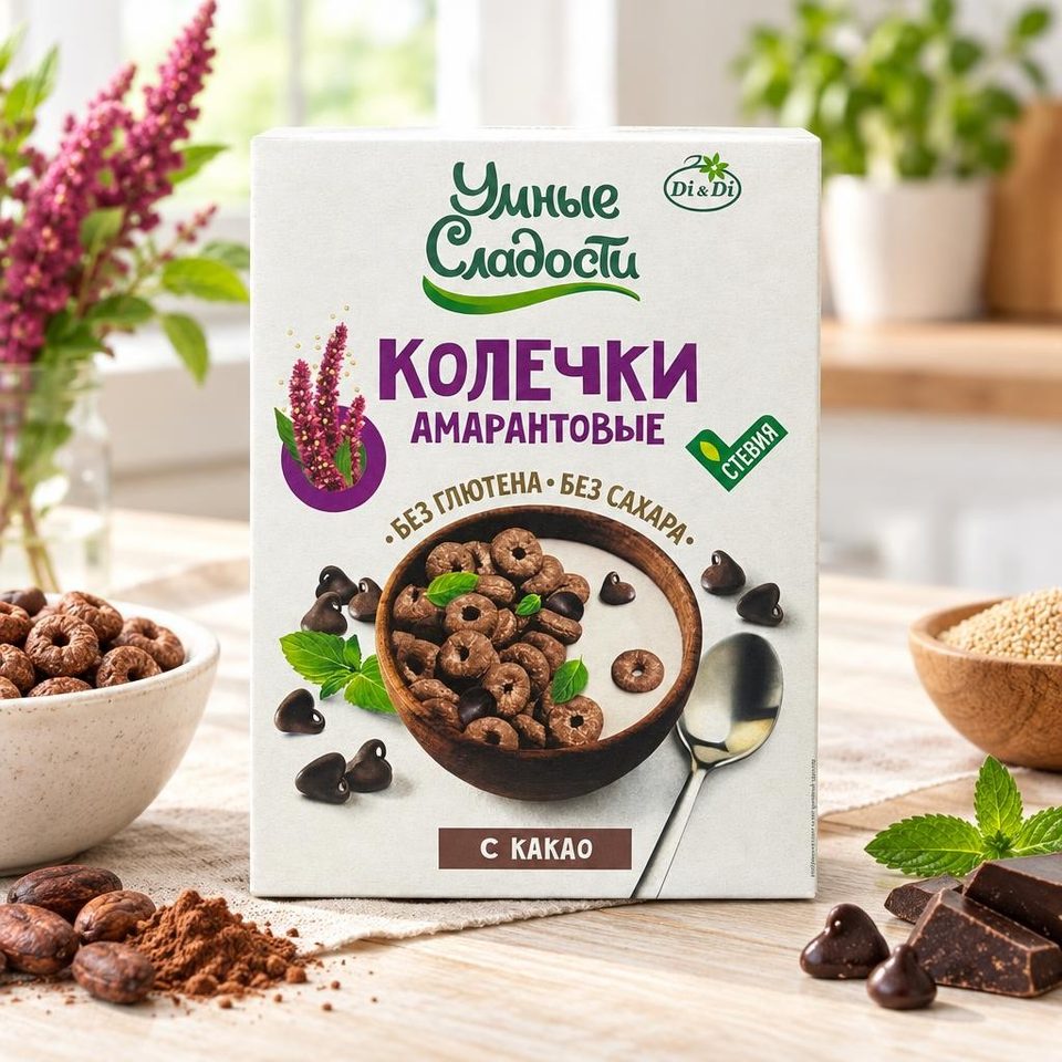 Колечки Умные сладости амарантовые с какао 150 гр 9 шт