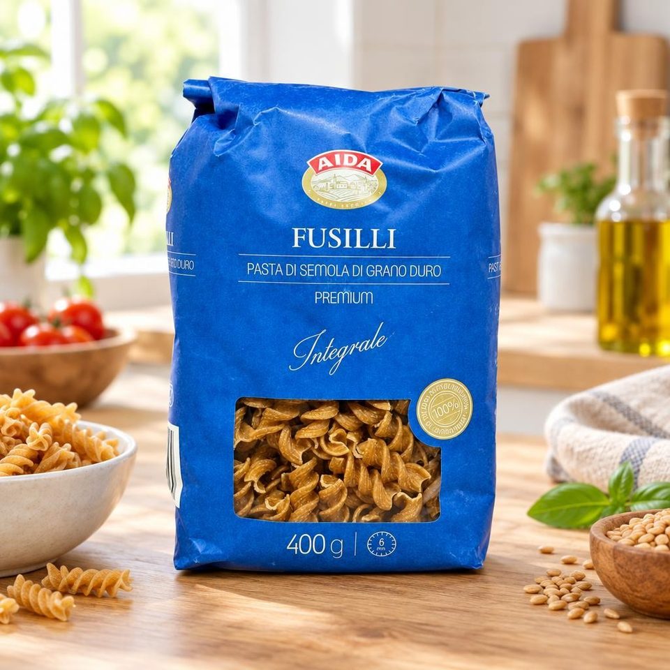 Макаронные изделия цельнозерновые AIDO Fusilli Спираль 400 гр 20 шт