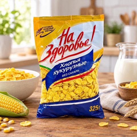 На здоровье Хлопья кукурузные 325гр
