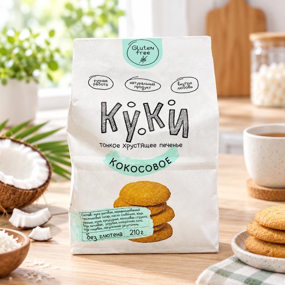 Печенье Куки кокосовое без глютена 210гр