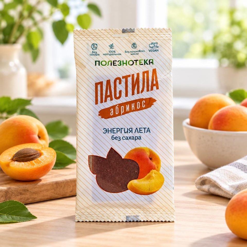 Полезнотека Пастила Абрикос без сахара 60гр
